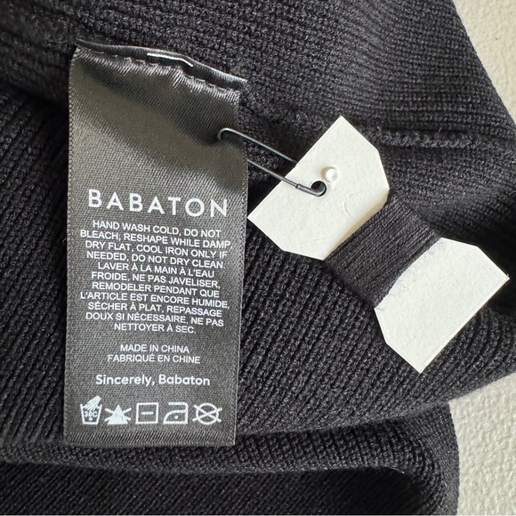 NWT Aritzia Babaton Chase Bodycon Knit Black Noir Midi Dress - Picture 9 of 13